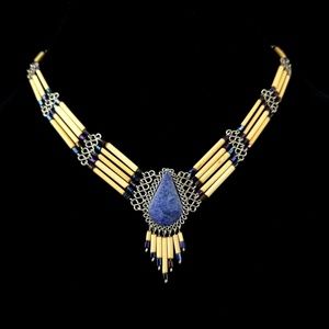 Bohemian Blue Stone Beaded Tribal Necklace
